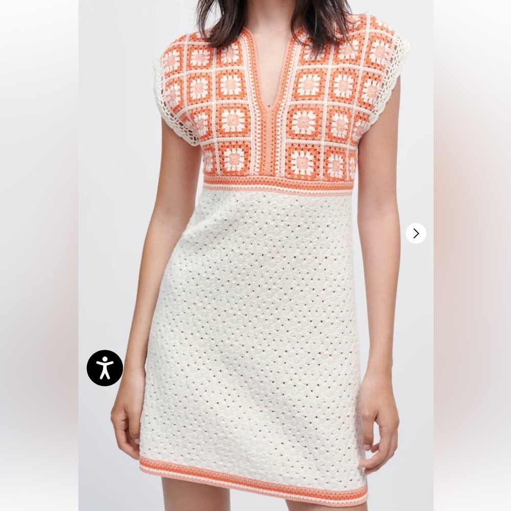 MAJE Roby Floral Crochet Minidress In Jaunes / Oranges-BNWT